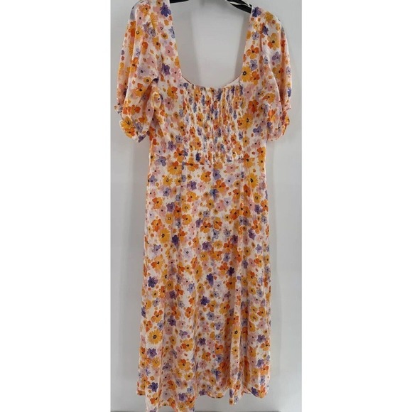 BCBGeneration Dresses & Skirts - BCBGeneration Dress Floral Midi Size 8 Square Neck Puff Sleeve Cottage Modest​​​